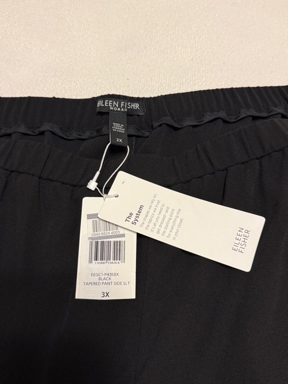 NWT Eileen Fisher The System Black Tapered Pant - Picture 3 of 8